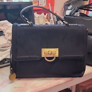 CAPRISA PENELOPE & MONICA CRUZ BLACK SUEDE LEATHER HANDBAG NWOT